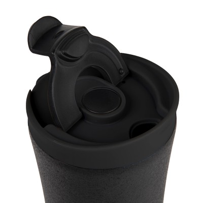 Термокружка вакуумная с ситечком "Brew";  380 мл;  черный металлик; металл/пластик